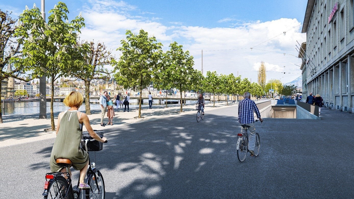 Visualisierung Unterirdische Velostation Stadt Luzern