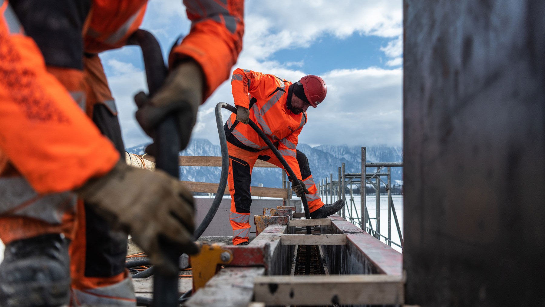 Einsatz CO2-neutraler Beton Klark auf Baustelle