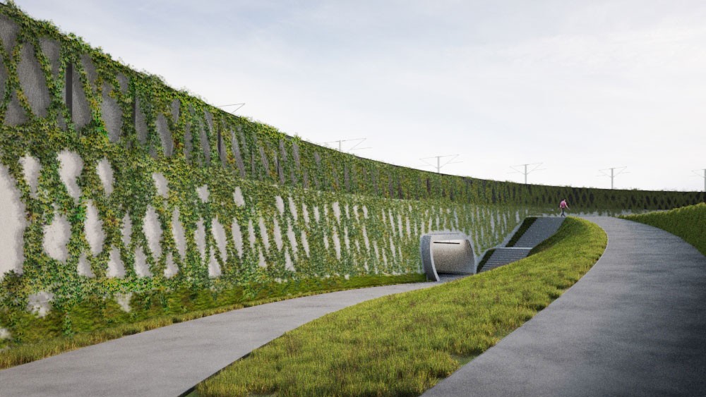 Visualisierung Bahnhof Bätterkinden RBS Lärmschutzwand