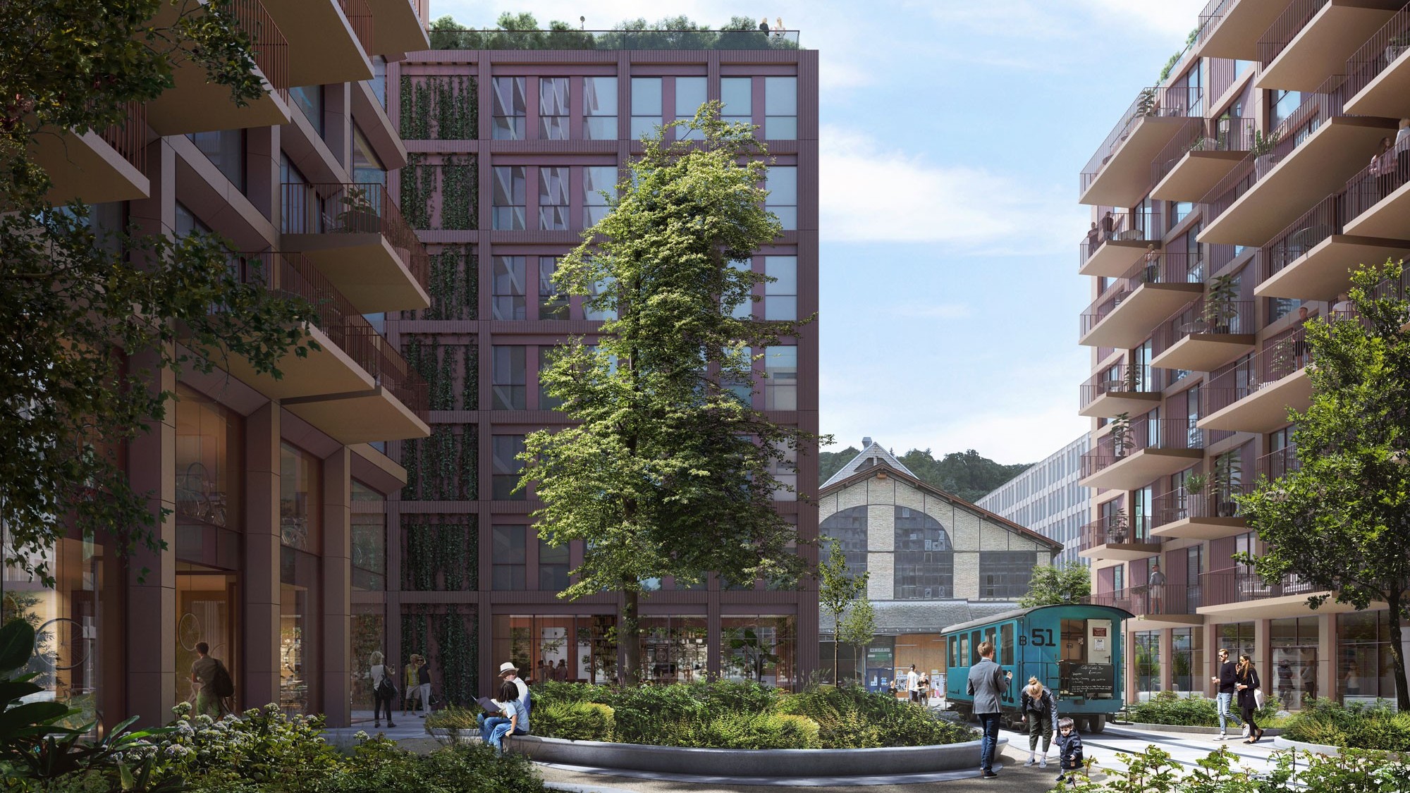 Visualisierung Innenhof Lokstadt-Baufeld 4b Rocket und Tigerli