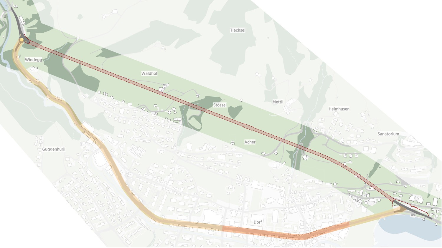 Umfahrung Unterägeri Verlauf Entlastungstunnel