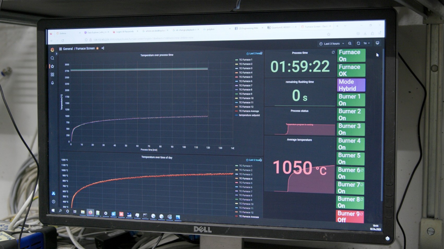 Monitor mit Daten aus des Ofens