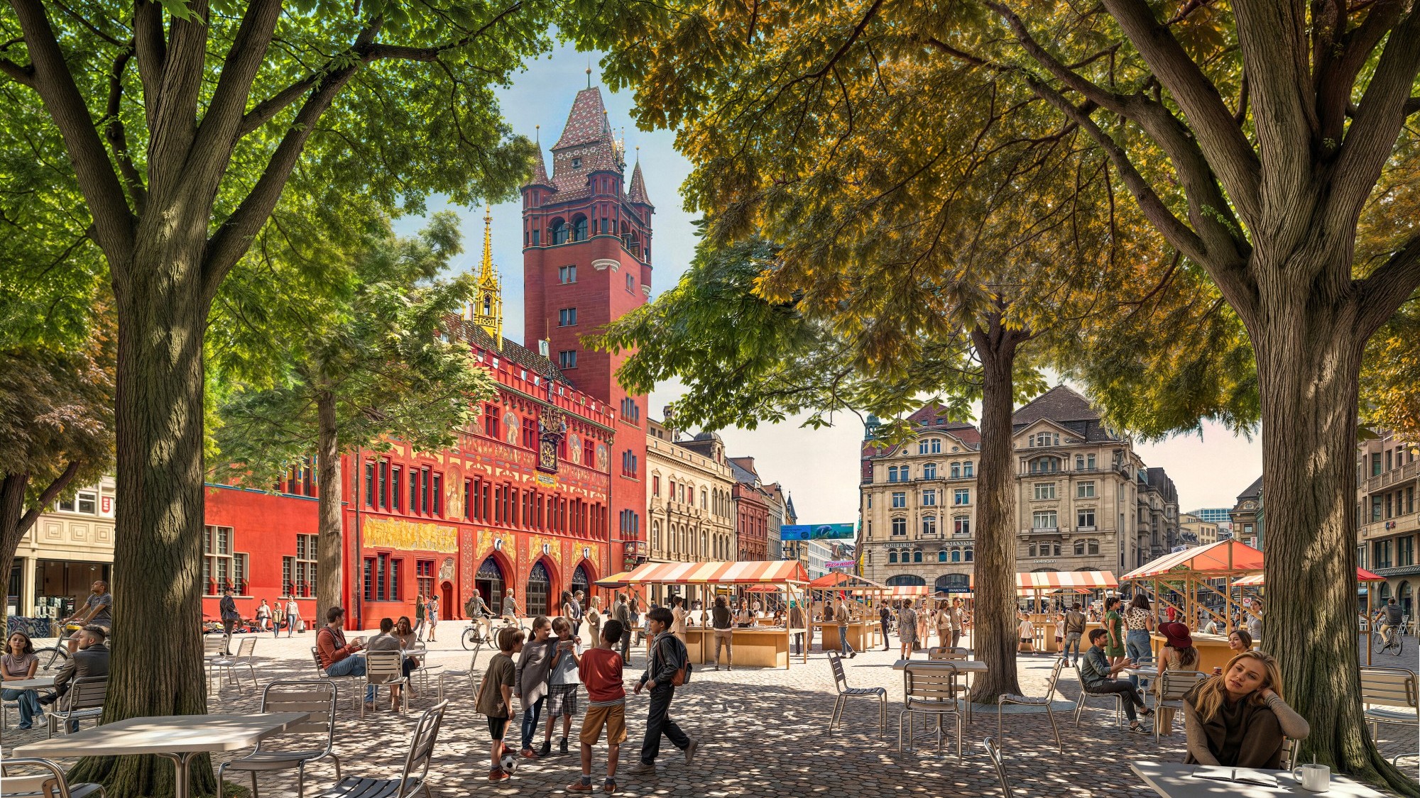 Marktplatz in Basel ohne Trams (Visualisierung)