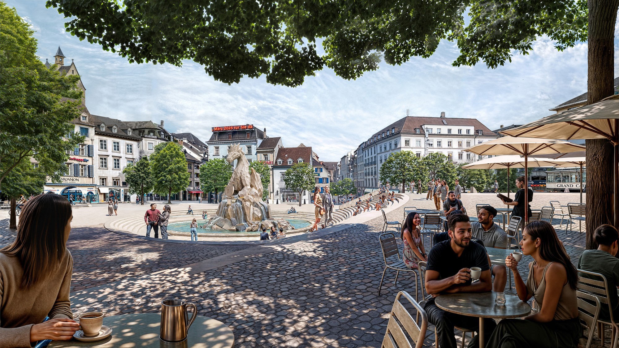 Barfüsserplatz in Basel ohne Trams (Visualisierung)
