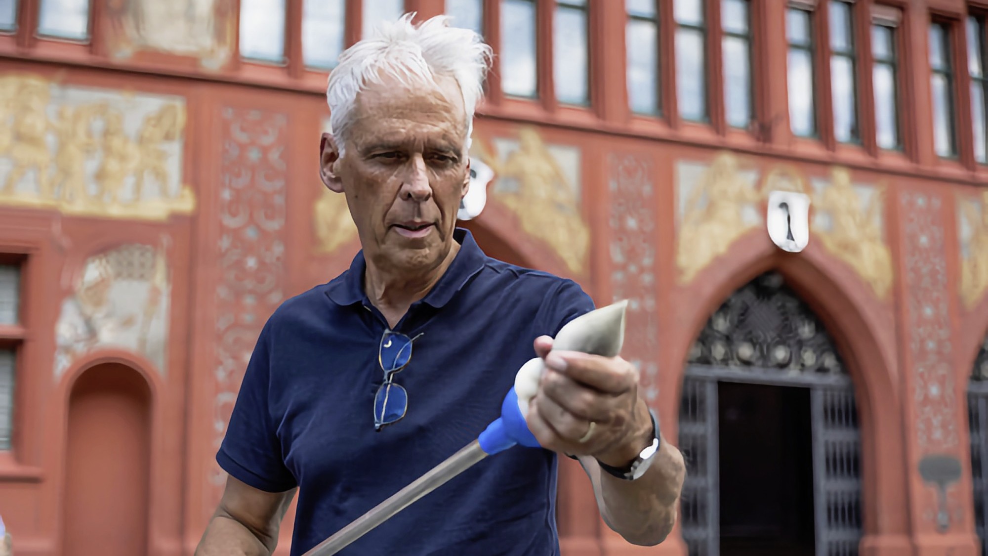 Klaus Littmanns Strassenaktion vor dem Basler Rathaus