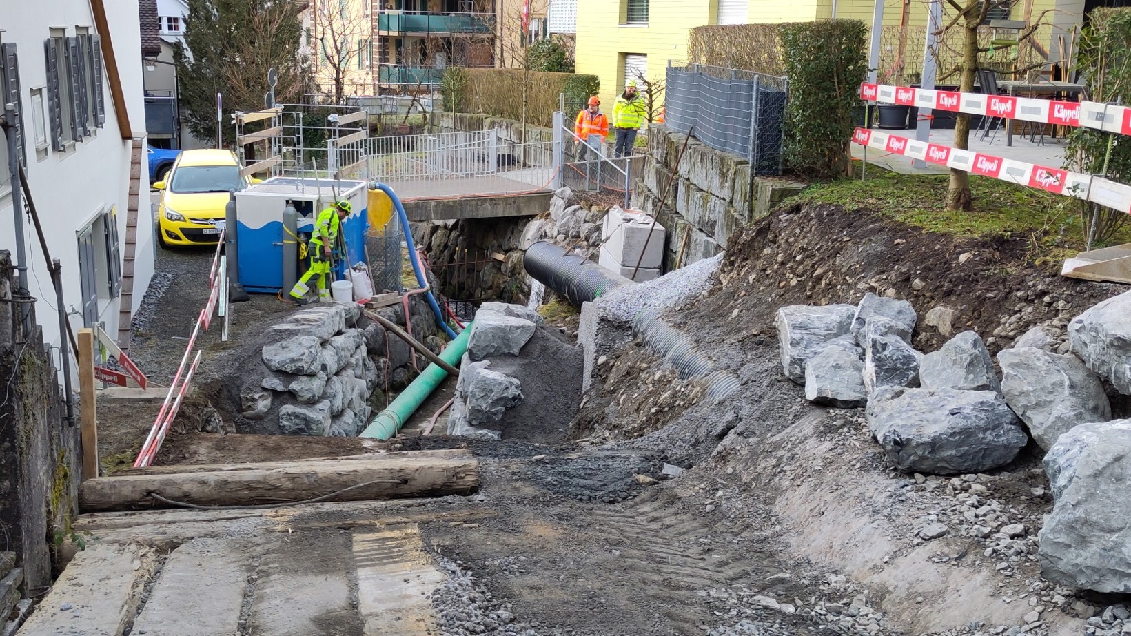 Hochwasserschutzprojekt am Dorfbach in Schwyz.