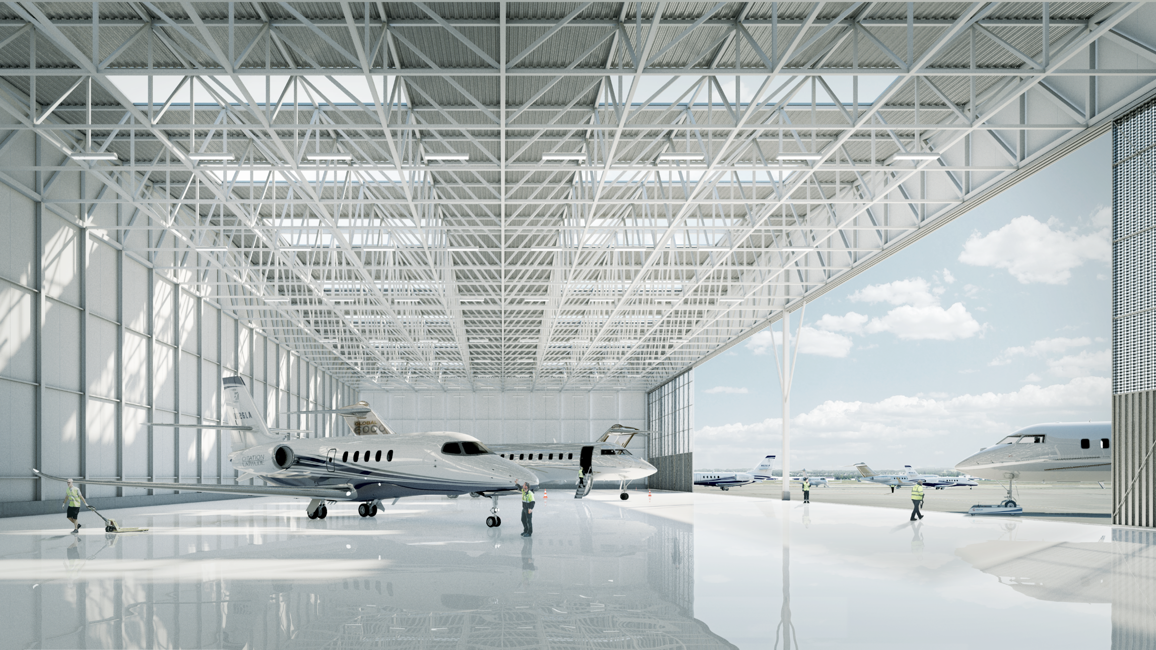 Visualisierung Hangars Flugplatz Dübendorf